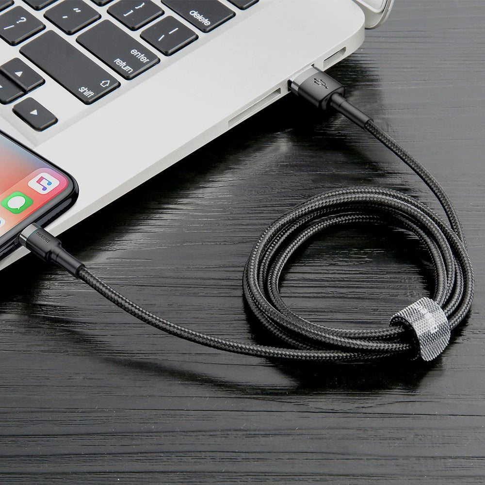 USB-A - Lightning Baseus Cafule Data- en Oplaadkabel, 18W, 0.5m, Grijs CALKLF-AG1