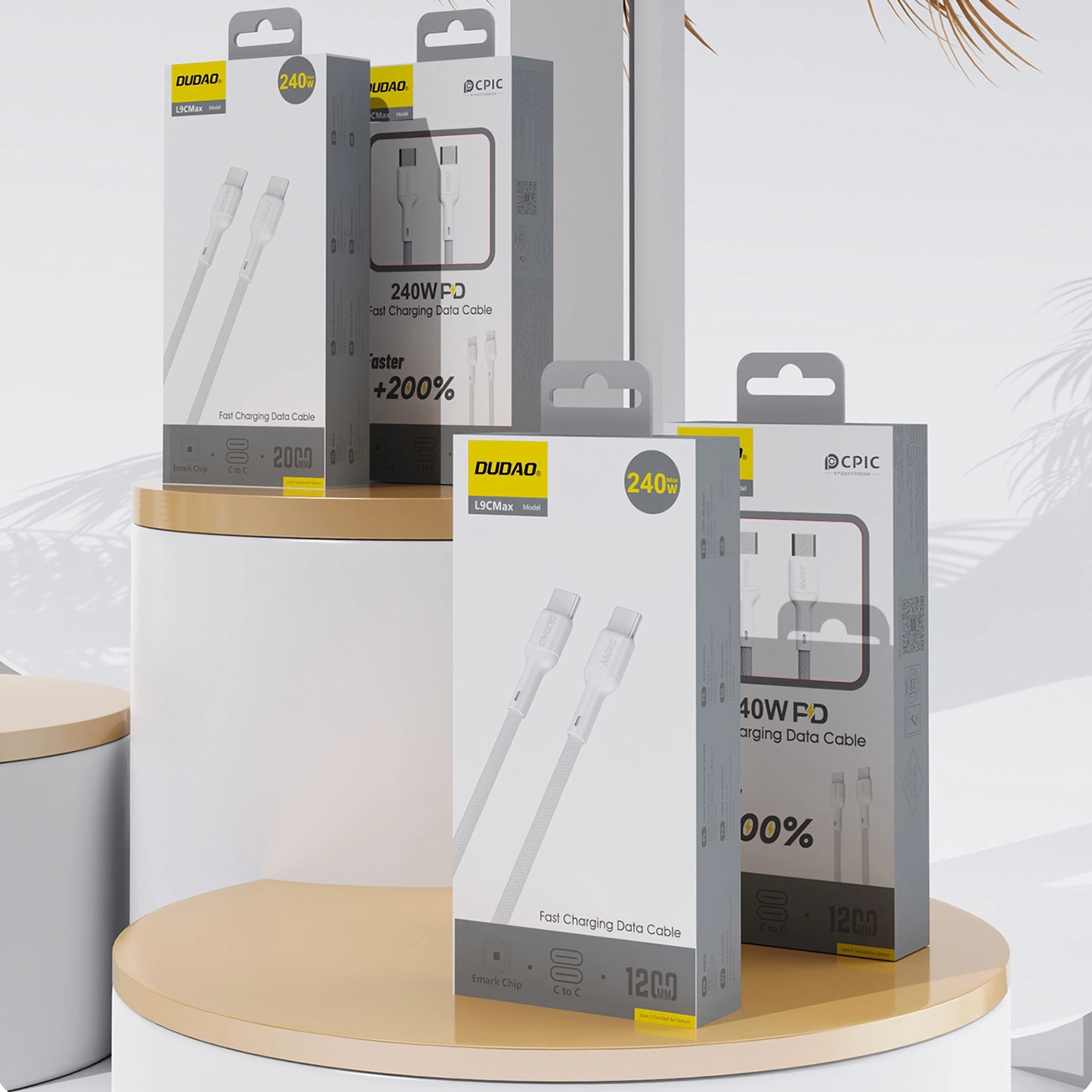 Data- en Oplaadkabel USB-C - USB-C Dudao L9C Max, 240W, 2m, Wit