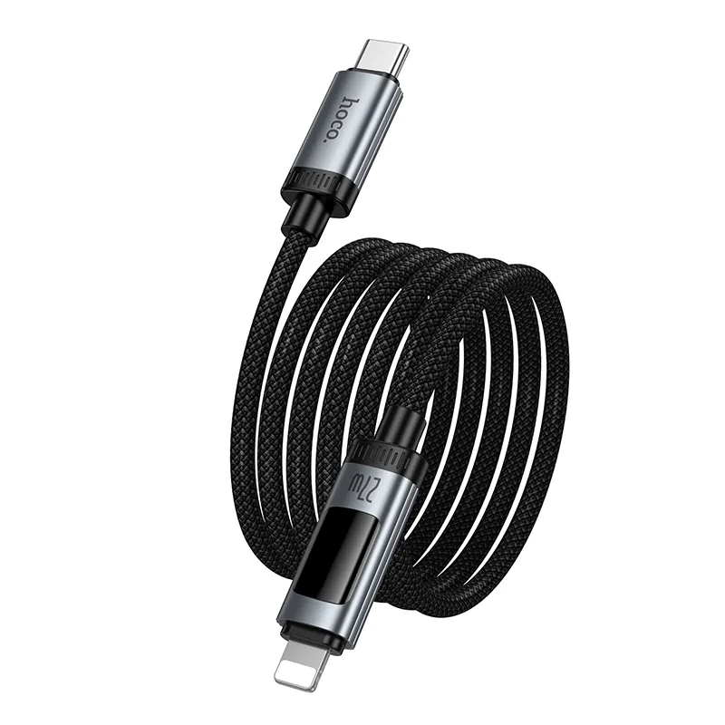 Data- en Oplaadkabel USB-C - Lightning HOCO Display U148, 27W, 1.2m, Zwart