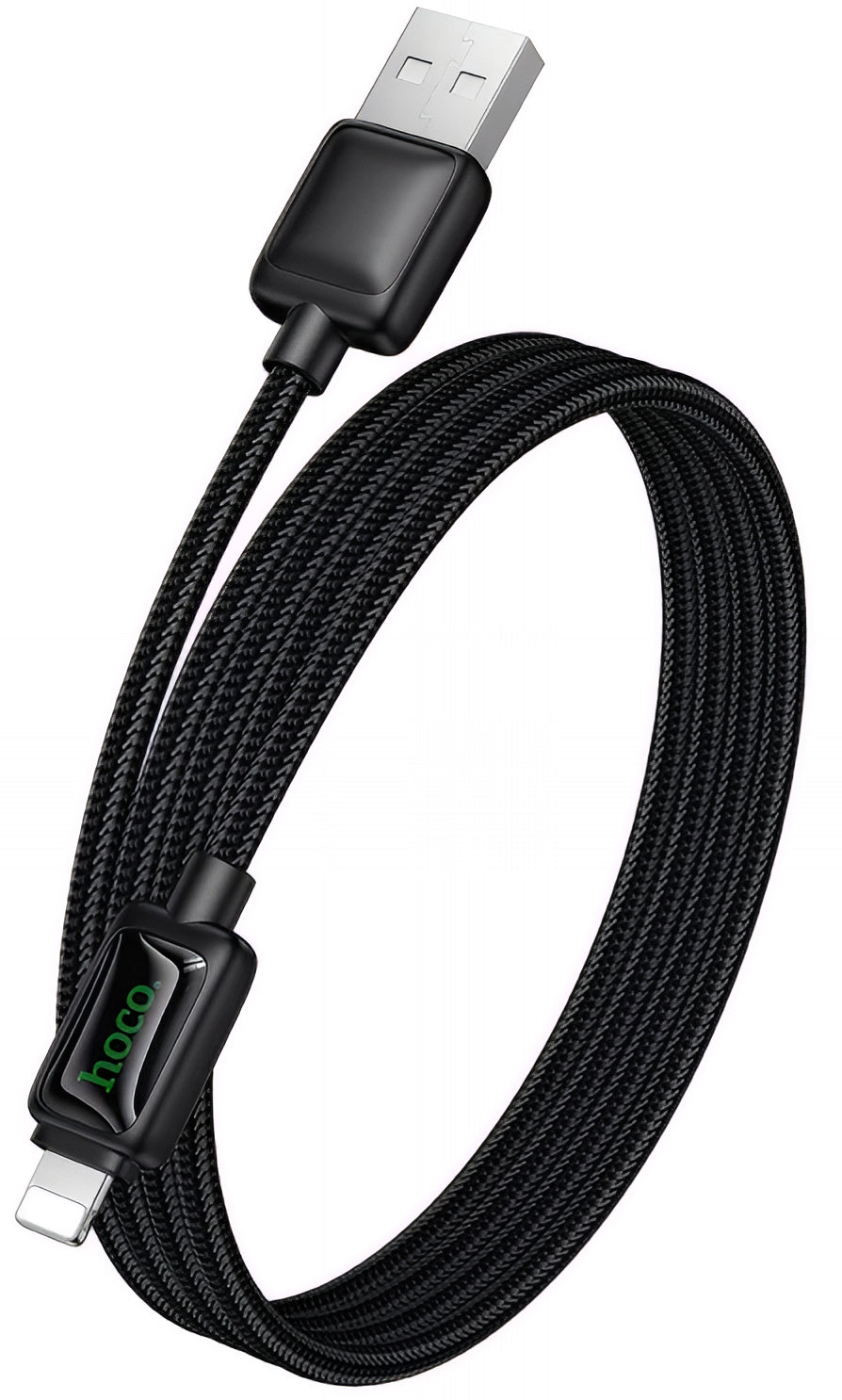 USB-A - Lightning Data- en Oplaadkabel HOCO U146, 12W, 1.2m, Zwart