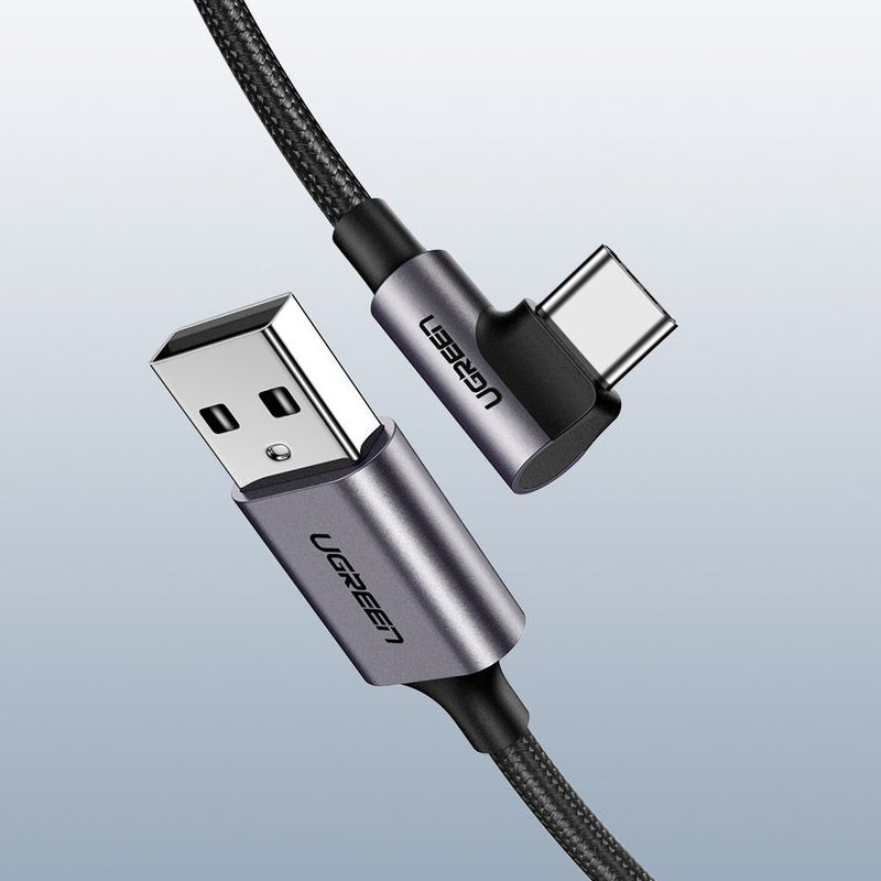 Data- en Oplaadkabel USB-A - USB-C UGREEN US284 Angled, 18W, 1m, Gri