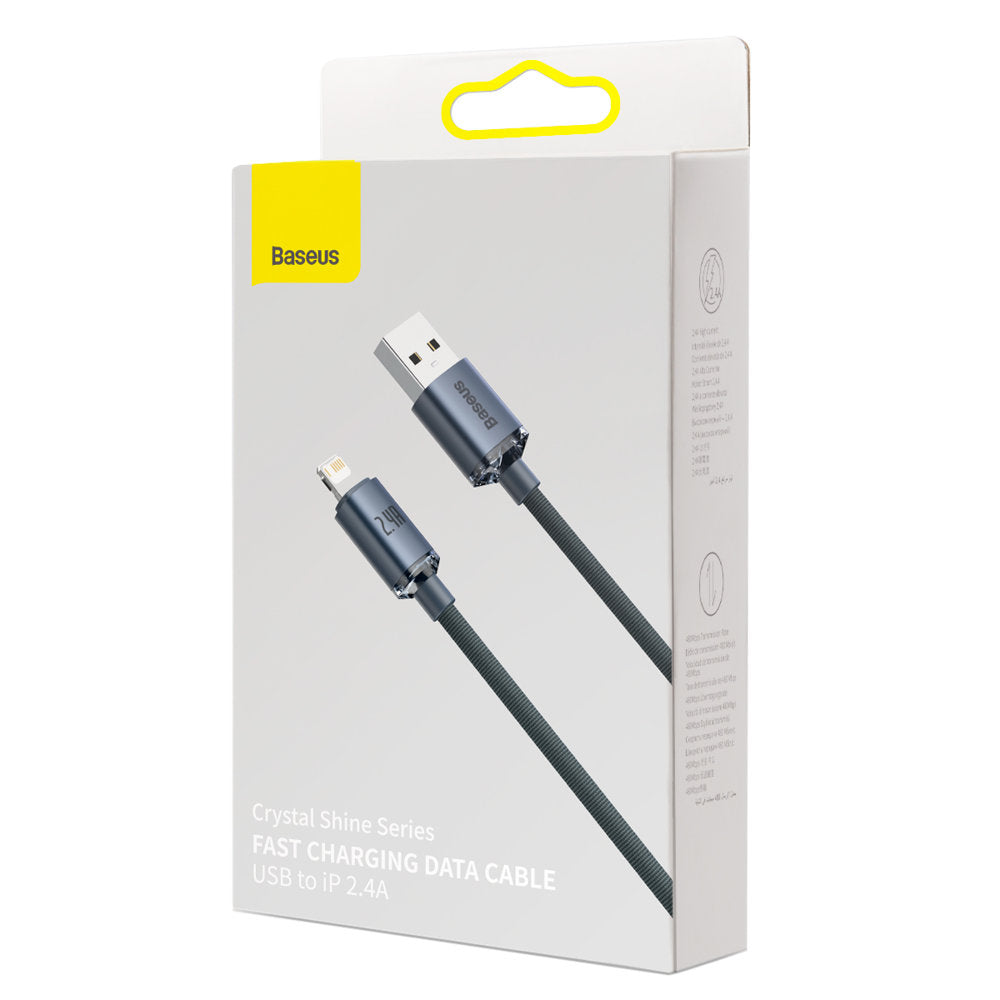 USB-A - Lightning Data- en Oplaadkabel Baseus Crystal Shine Series, 20W, 1,2m, Zwart CAJY000001