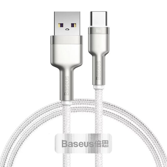 Data- en Oplaadkabel USB-A - USB-C Baseus Cafule Metal Series, 66W, 2m, Wit CAKF000202