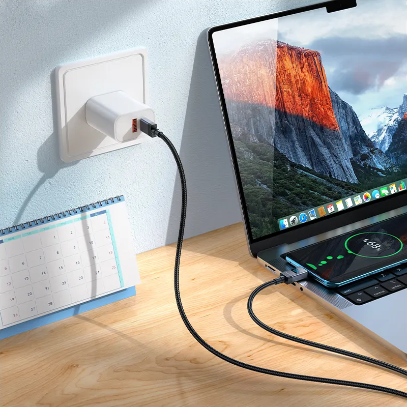 USB-C Data- en Oplaadkabel - USB-C HOCO X118 Display, 60W, 1m, Zwart