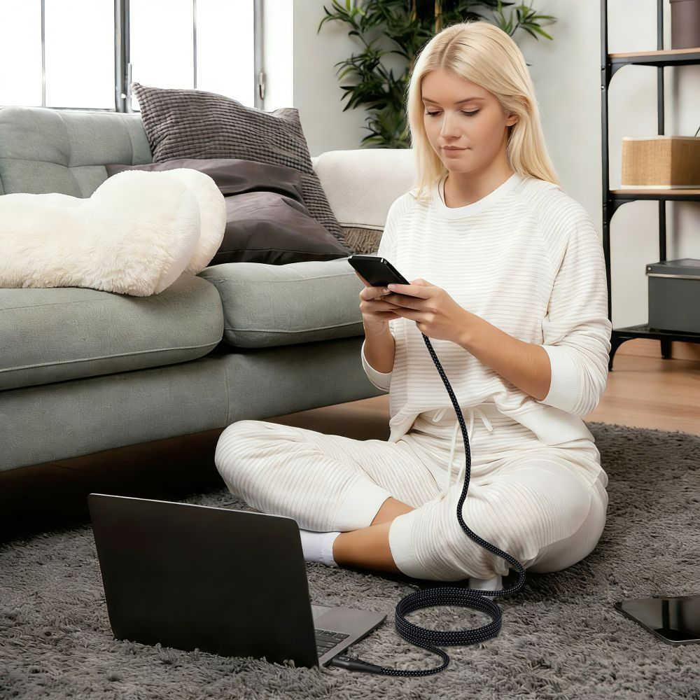 USB-C Data- en Oplaadkabel - USB-C Tech-Protect UB11T Ultraboost, 100W, 2m, Zwart