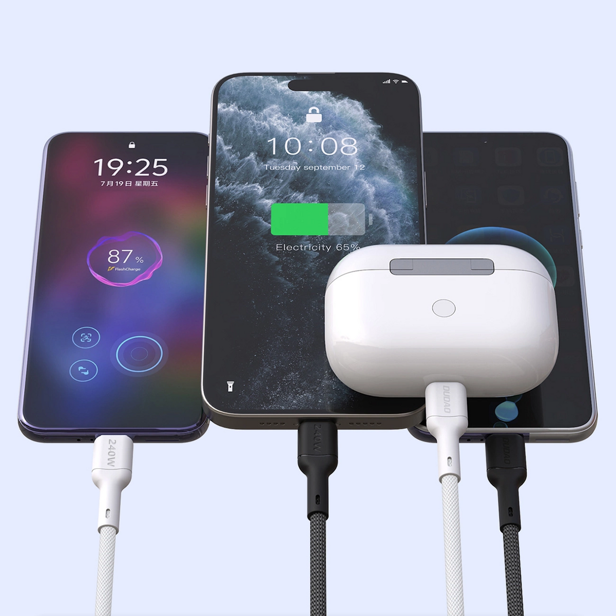 USB-C Data- en Oplaadkabel - USB-C Dudao L9C Max, 240W, 1,2m, Zwart