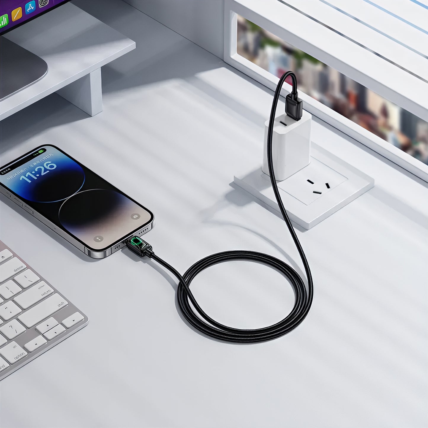 USB-A - Lightning Data- en Oplaadkabel HOCO U146, 12W, 1.2m, Zwart