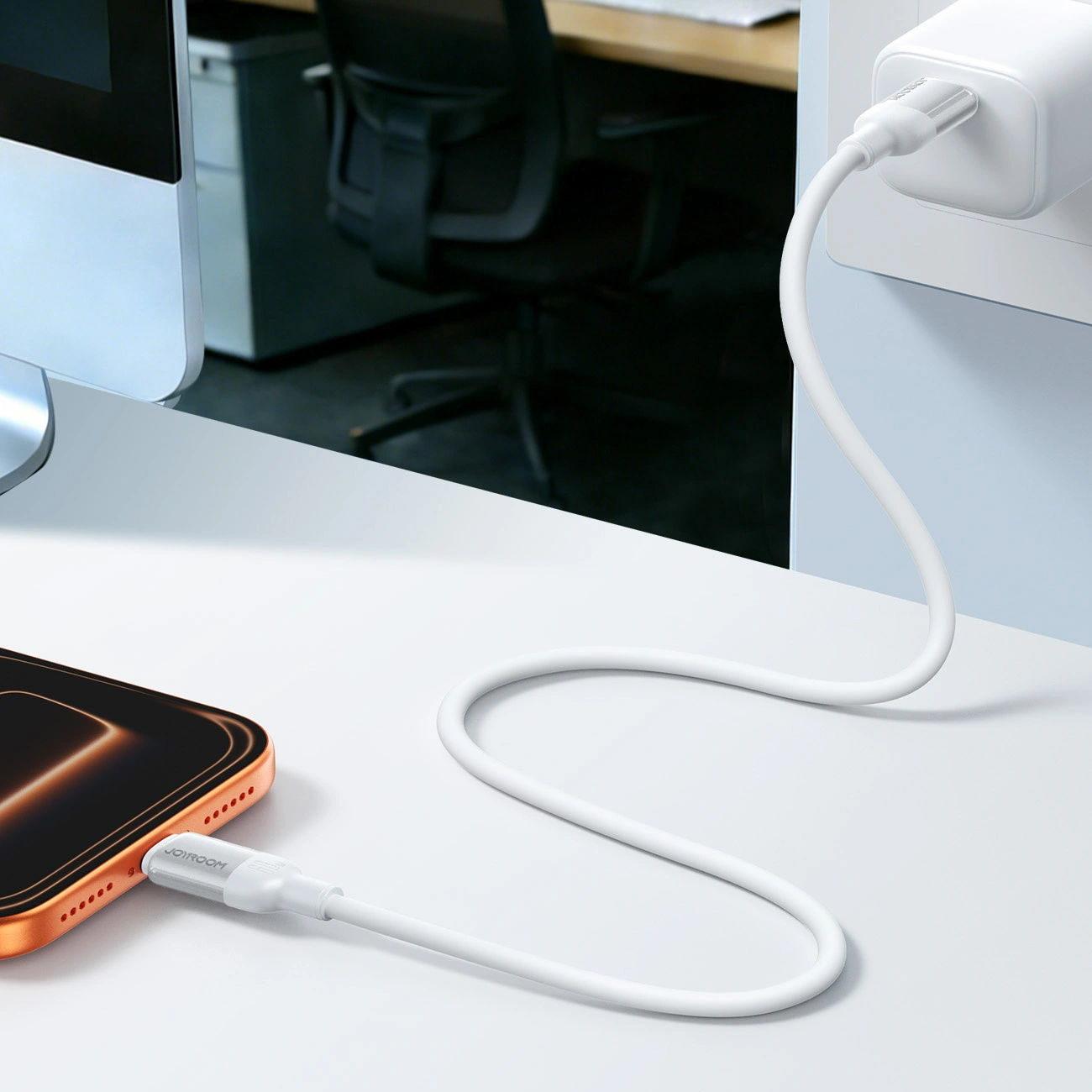 USB-A - USB-C Datakabel en Oplaadkabel Joyroom S-A62 Lively, 18W, 1,2m, Wit