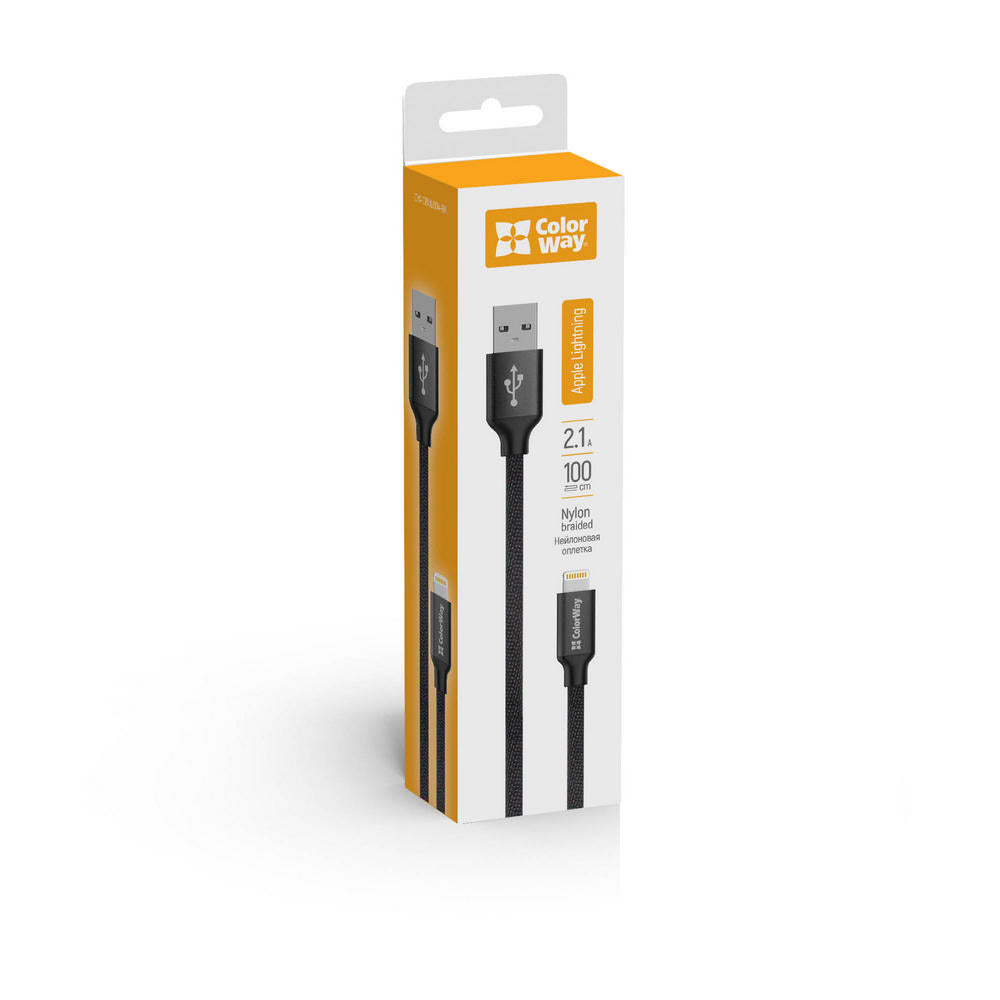Data- en Oplaadkabel USB-A - Lightning ColorWay CW-CBUL004, 18W, 1m, Zwart