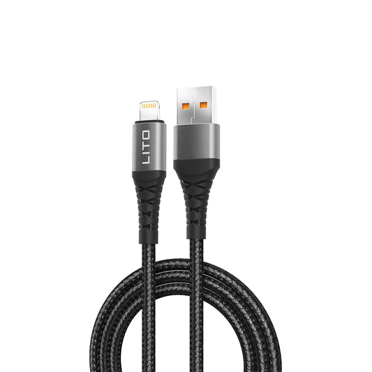 Data- en Oplaadkabel USB-A - Lightning Lito LD22L, 18W, 2m, Zwart