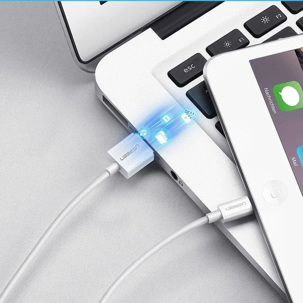 USB-A to Lightning Data and Charging Cable UGREEN US155 (20730), 18W, 2m, White
