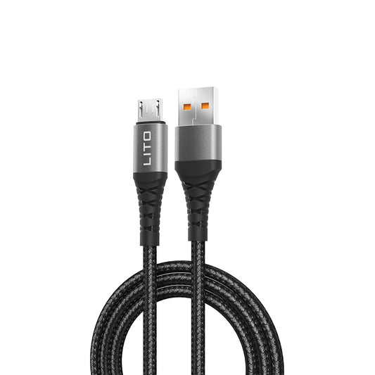 Data- en Oplaadkabel USB-A - microUSB Lito LD08V, 18W, 1m, Zwart