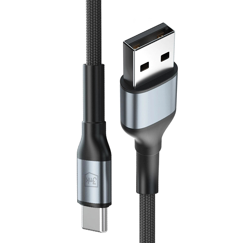 Data- en Oplaadkabel USB-A - USB-C 3MK Hyper N, 18W, 2m, Zwart