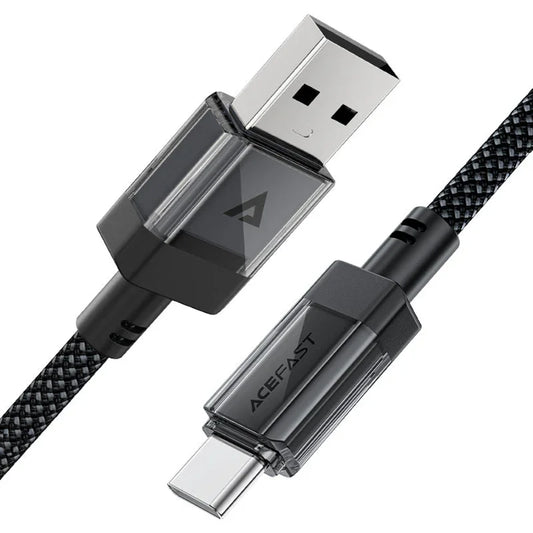 USB-A - USB-C Acefast C12-04 Data- en Oplaadkabel, 18W, 1.2m, Zwart