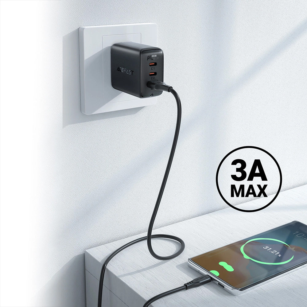 Data- en Oplaadkabel USB-A - USB-C Acefast C3-03, 60W, 1.2m, Wit