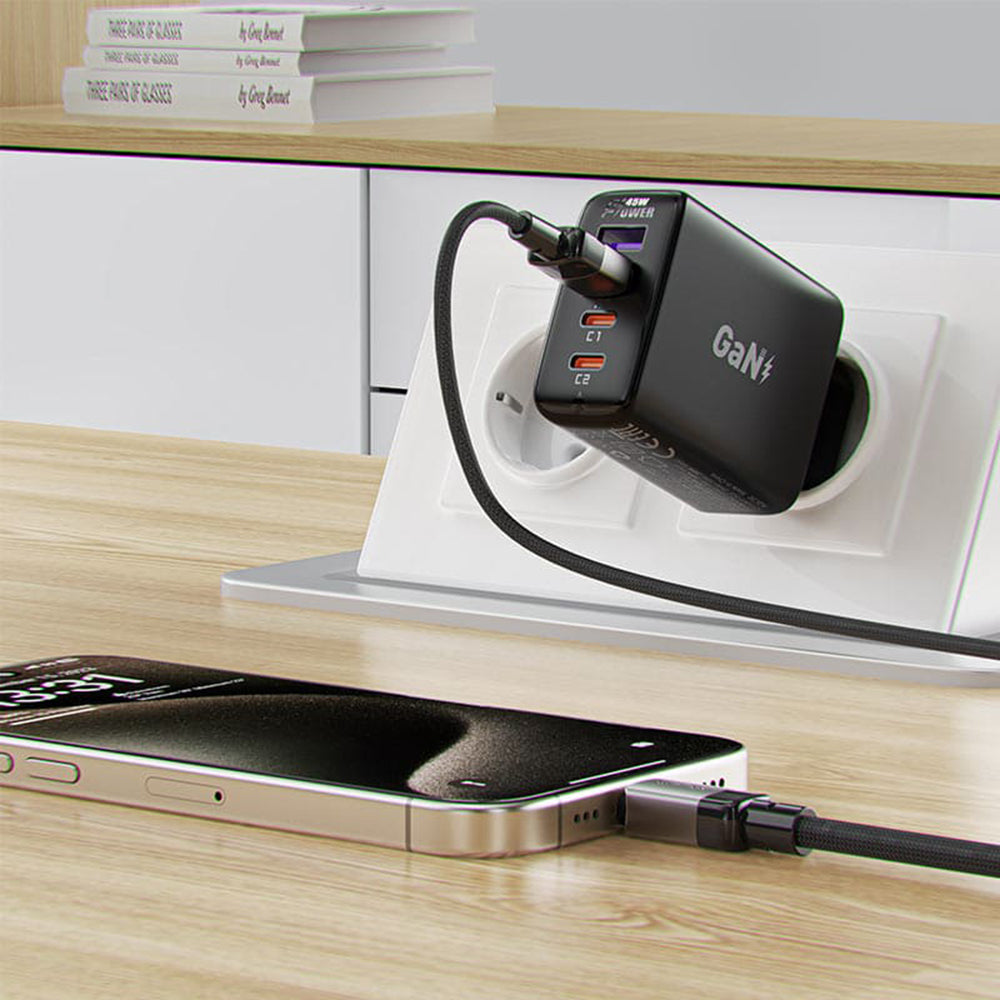 Data- en Oplaadkabel USB-A - USB-C Acefast C9-04, 18W, 1.2m, Zwart
