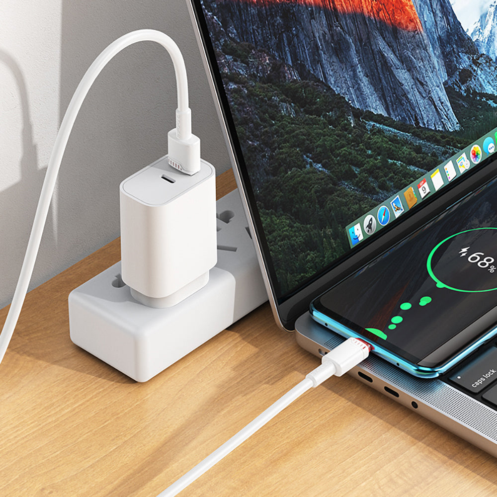 Data- en Oplaadkabel USB-A - USB-C Borofone BX110 Beneficio, 18W, 1m, Wit