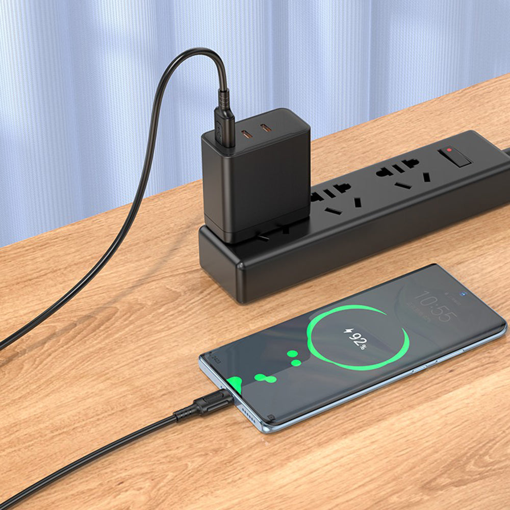 Data- en Oplaadkabel USB-A - USB-C Borofone BX111 Feliz, 20W, 1m, Zwart