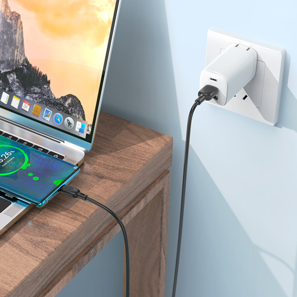 USB-A - USB-C Borofone BX113 Lenny Data- en Oplaadkabel, 18W, 2m, Zwart