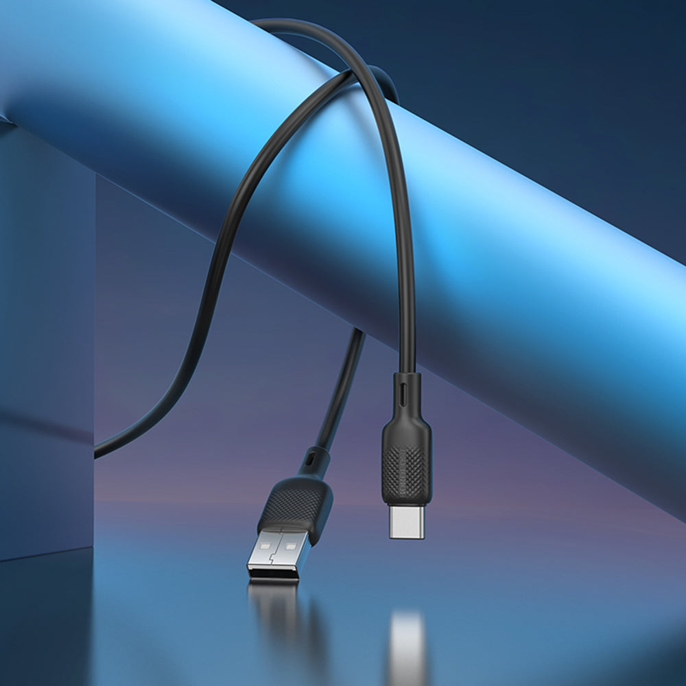 USB-A - USB-C Borofone BX113 Lenny Data- en Oplaadkabel, 18W, 2m, Zwart