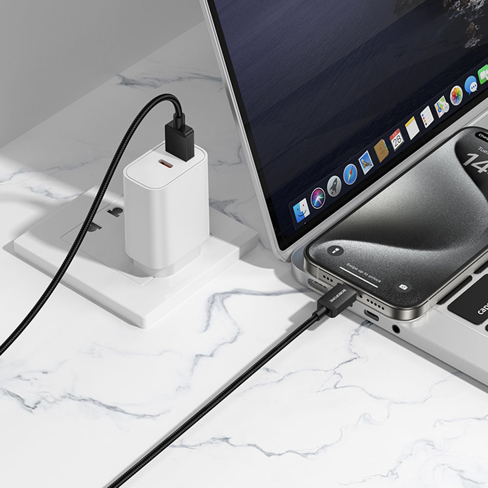 Data- en Oplaadkabel USB-A - USB-C Borofone BX120 Placer, 18W, 1m, Zwart