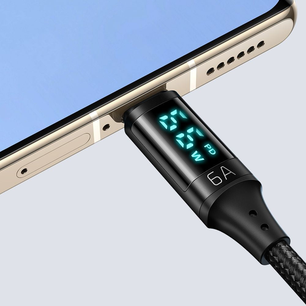 Data- en Oplaadkabel USB-A - USB-C McDodo CA-1080 Display, 66W, 1.2m, Zwart