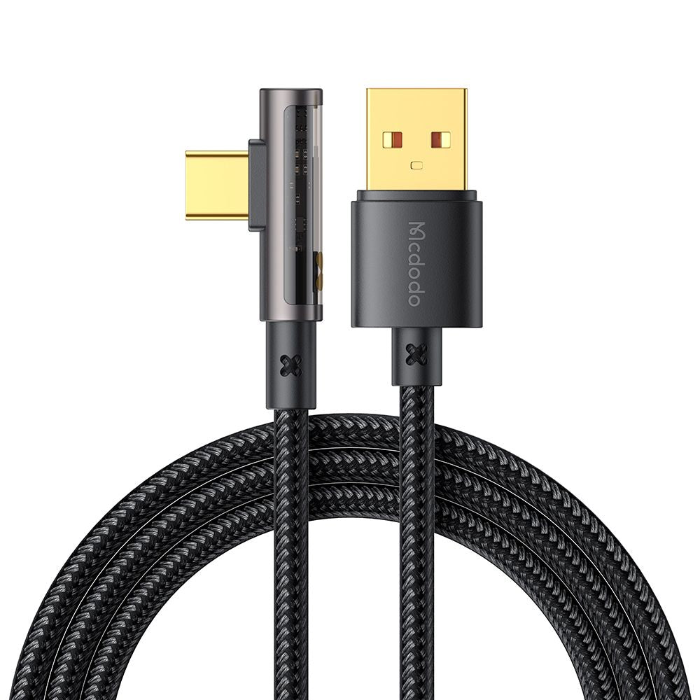 Data- en Oplaadkabel USB-A - USB-C McDodo CA-3380 Angled, 100W, 1.2m, Zwart