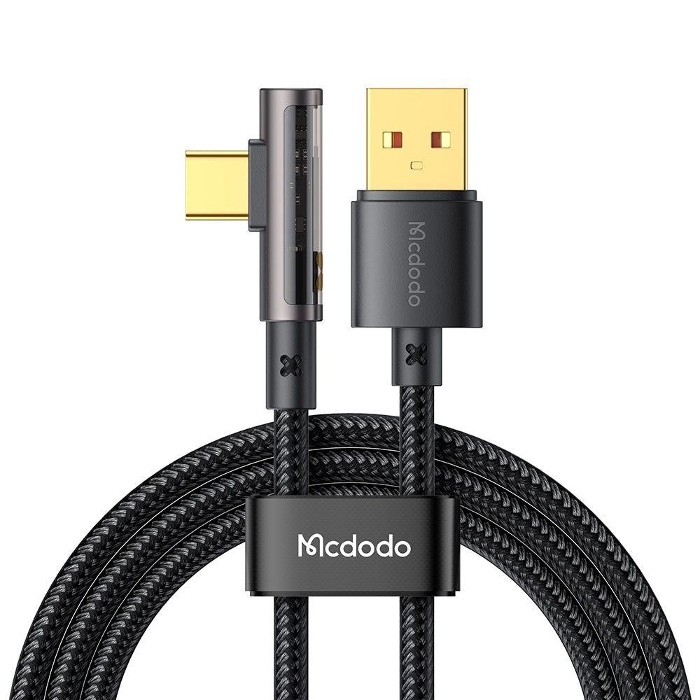 Data- en Oplaadkabel USB-A - USB-C McDodo CA-3380 Angled, 100W, 1.2m, Zwart