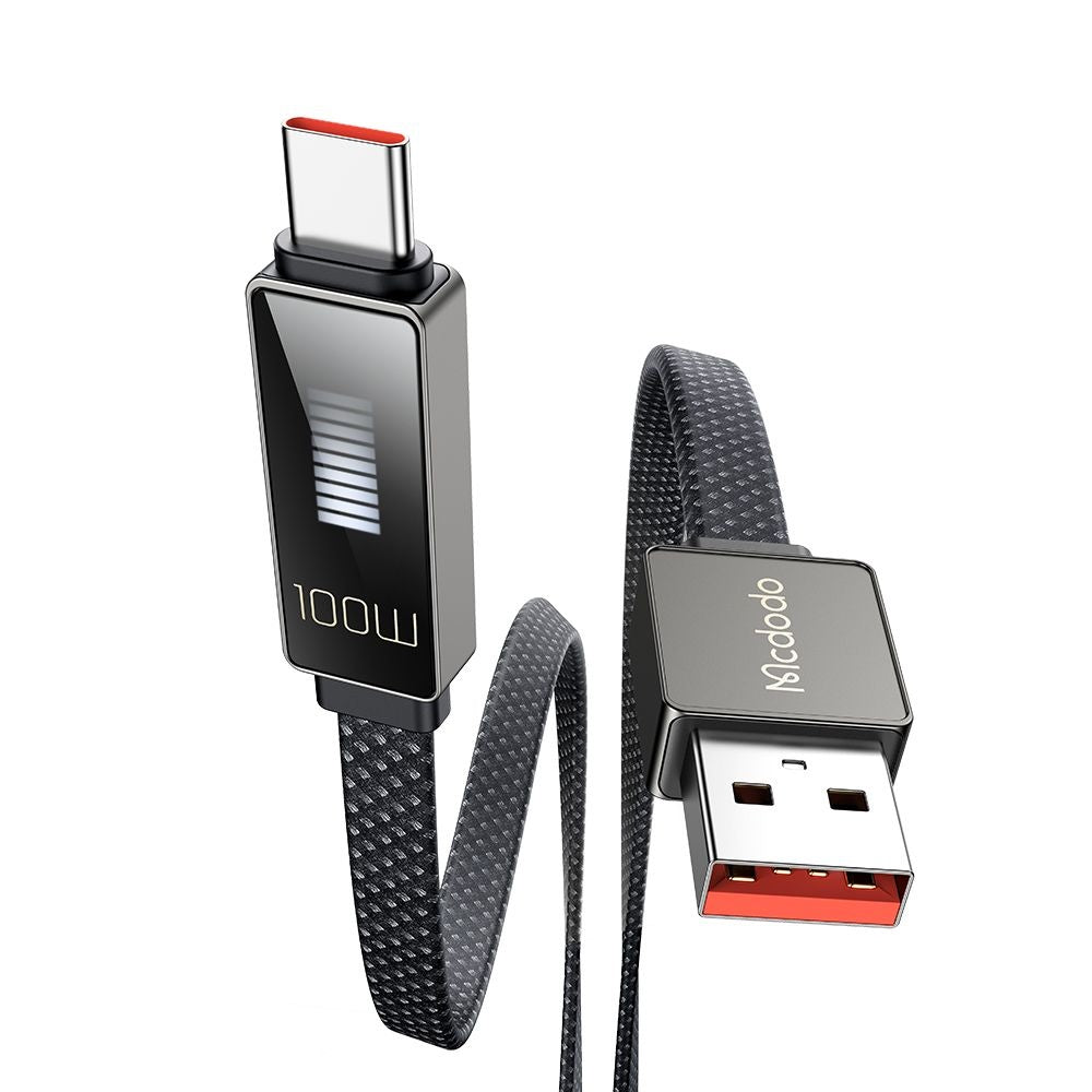 USB-A to USB-C McDodo CA-4980 Rythm Display Data and Charging Cable, 100W, 1.2m, Black