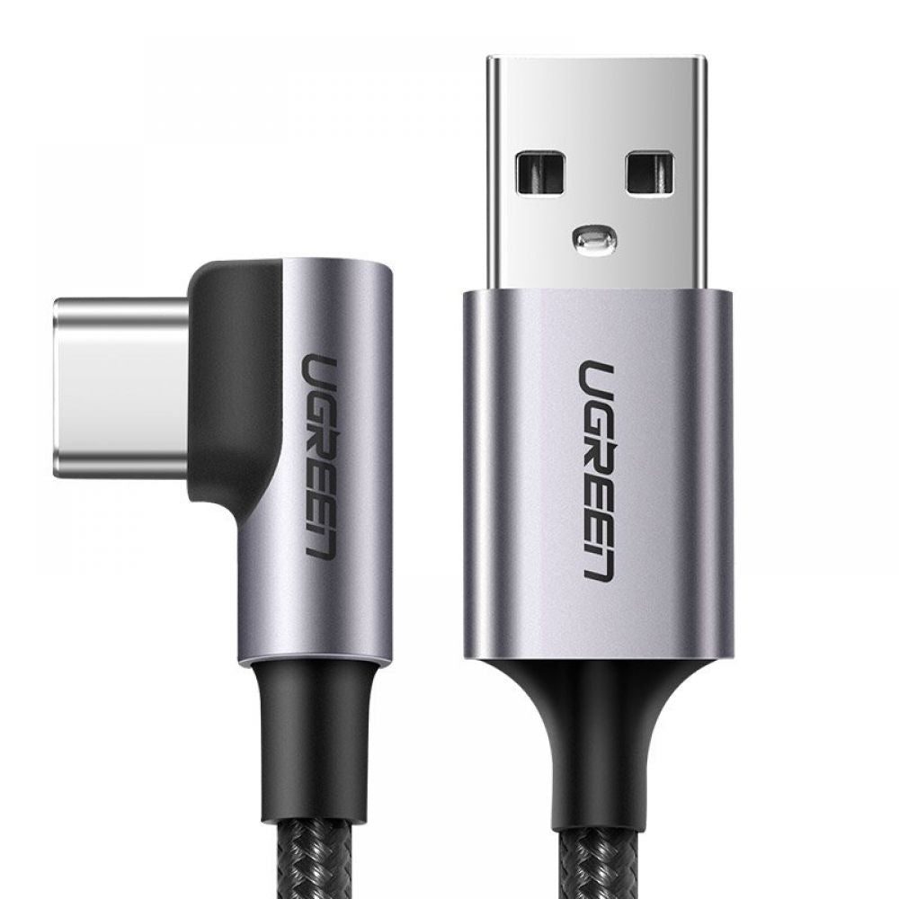 USB-A - USB-C UGREEN US284 Angled Data en Oplaadkabel, 18W, 0.5m, Gri