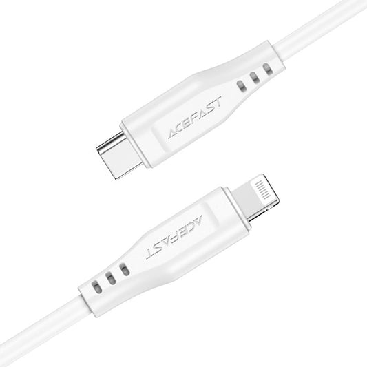 Data- en Oplaadkabel USB-C - Lightning Acefast C3-01, 30W, 1.2m, Wit