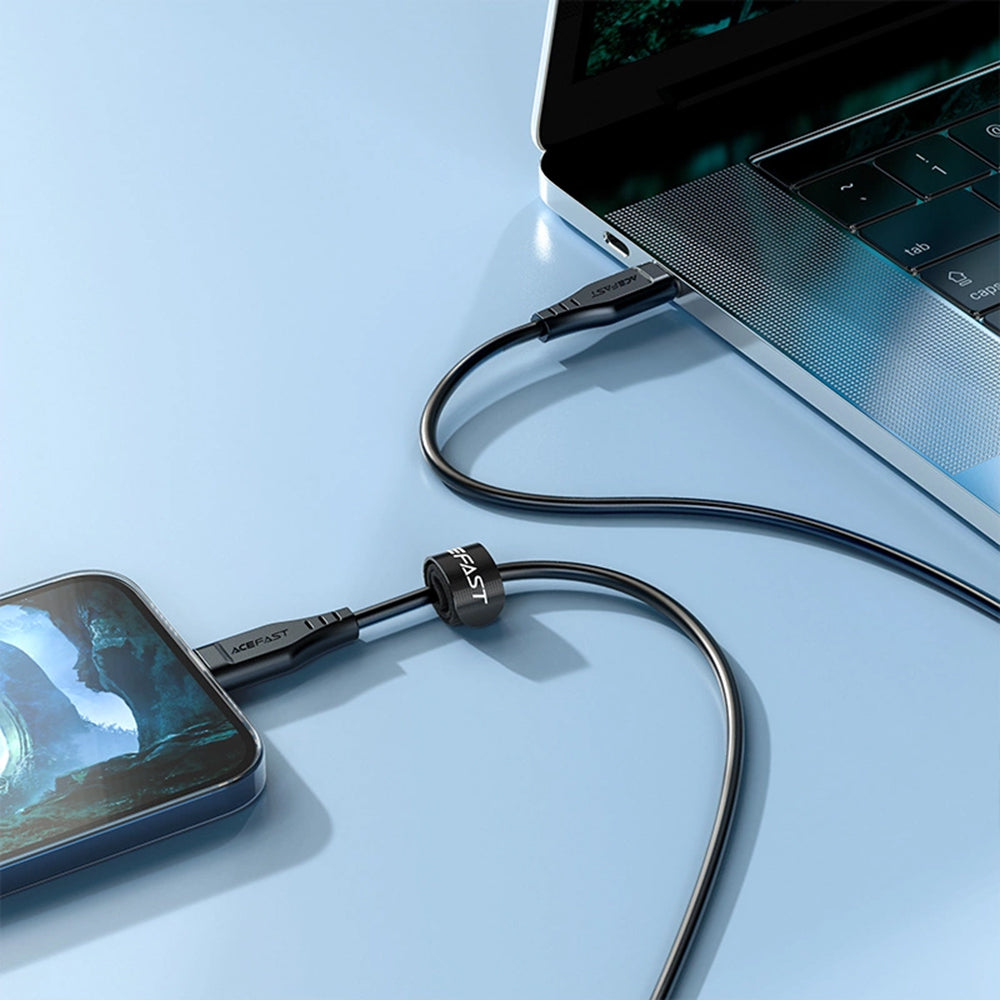 Data- en Oplaadkabel USB-C - Lightning Acefast C3-01, 30W, 1.2m, Wit