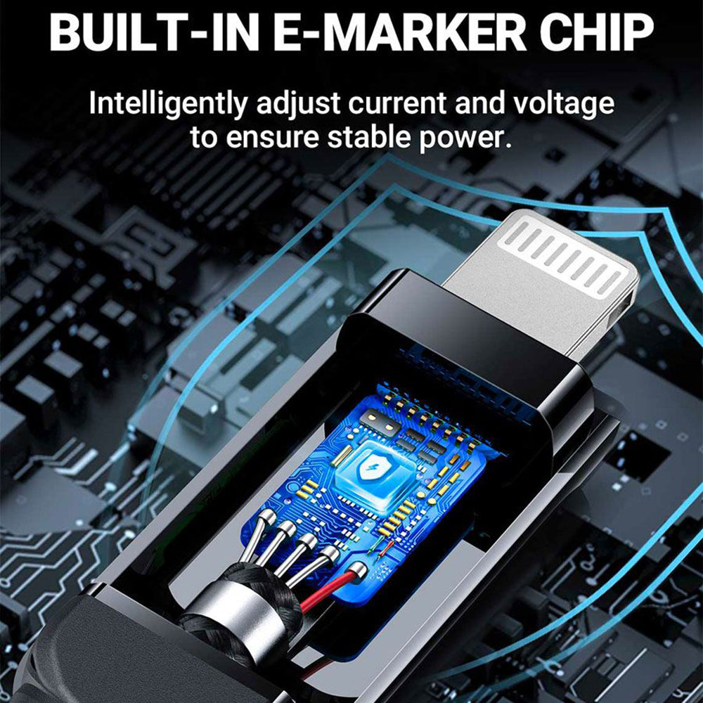 USB-C - Lightning Acefast C6-01 Display Data- en Oplaadkabel, 20W, 1.2m, Zwart
