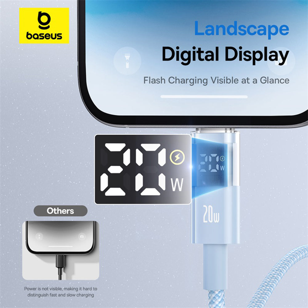 Data- en Oplaadkabel USB-C - Lightning Baseus Display 2, 20W, 2m, Blauw P10382703311-01