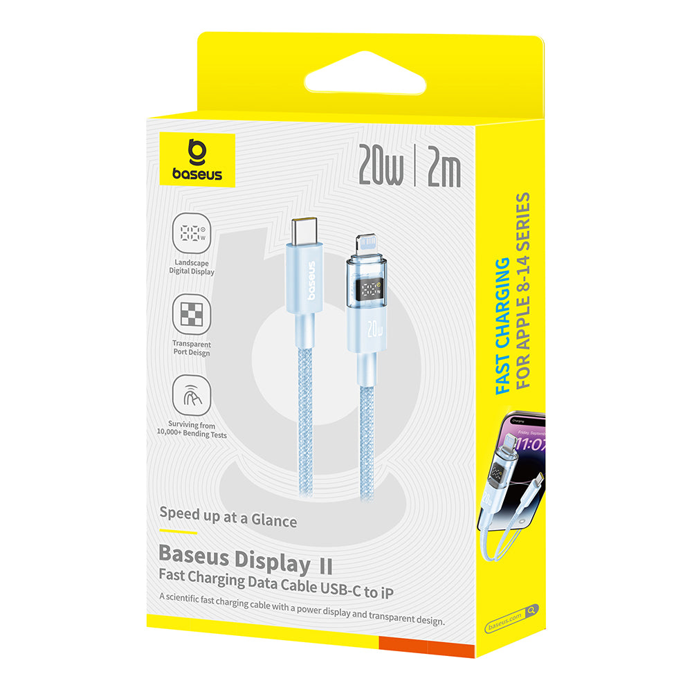 Data- en Oplaadkabel USB-C - Lightning Baseus Display 2, 20W, 2m, Blauw P10382703311-01