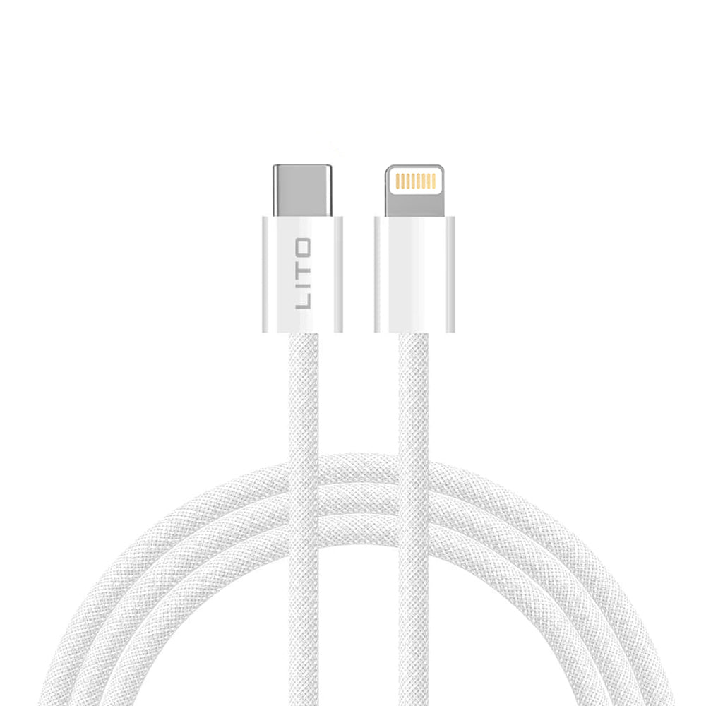 USB-C - Lightning Data- en Oplaadkabel Lito LD04CL, 27W, 2m, Wit
