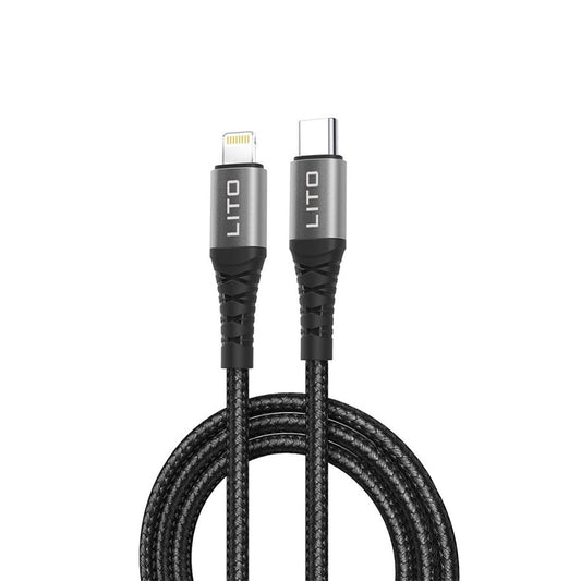 Data- en Oplaadkabel USB-C - Lightning Lito LD08CL, 27W, 1m, Zwart