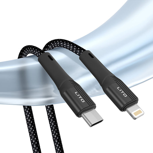 Data- en Oplaadkabel USB-C - Lightning Lito LD14CL, 30W, 1m, Zwart