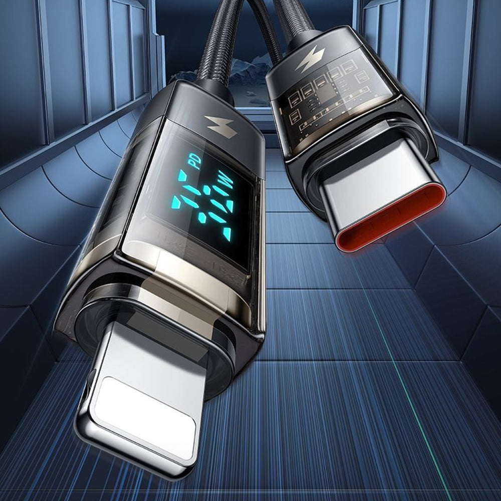 USB-C - Lightning McDodo CA-3600 Data- en Oplaadkabel met Auto Power Off Display, 36W, 1.2m, Zwart