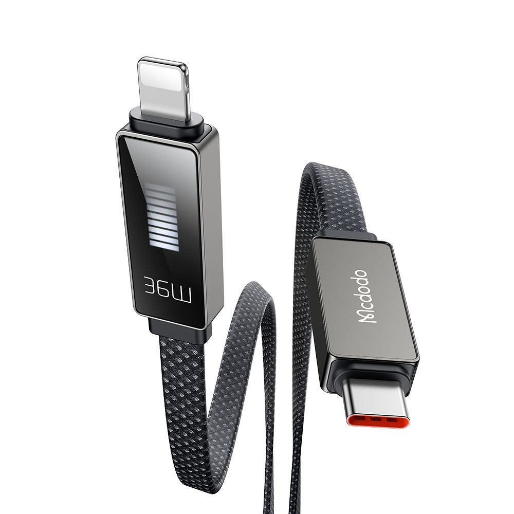 Data- en Oplaadkabel USB-C - Lightning McDodo CA-4960 Rythm Display, 36W, 1.2m, Zwart