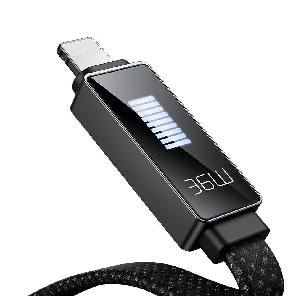 Data- en Oplaadkabel USB-C - Lightning McDodo CA-4960 Rythm Display, 36W, 1.2m, Zwart