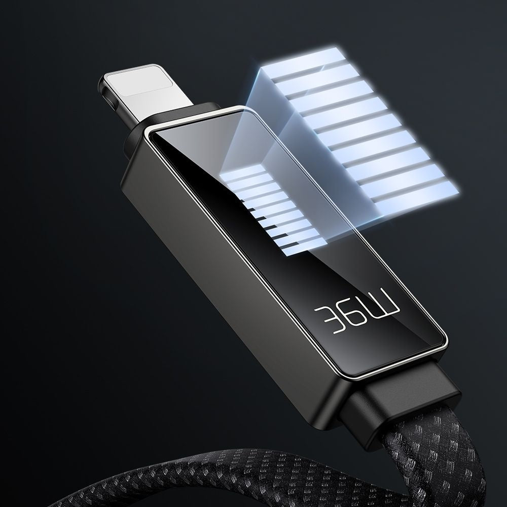 Data- en Oplaadkabel USB-C - Lightning McDodo CA-4960 Rythm Display, 36W, 1.2m, Zwart
