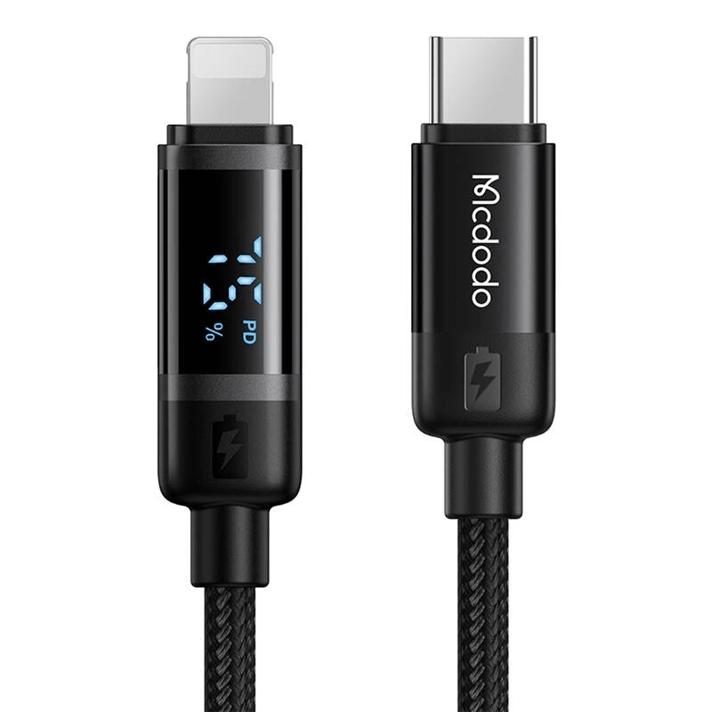 Data- en Oplaadkabel USB-C - Lightning McDodo CA-5210 Bat Display, 36W, 1.2m, Zwart