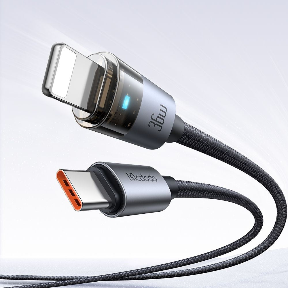 Data- en Oplaadkabel USB-C - Lightning McDodo CA-6940, 36W, 1.2m, Zwart