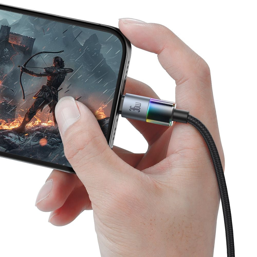 Data- en Oplaadkabel USB-C - Lightning McDodo CA-8190 Colorful, 36W, 1.2m, Zwart
