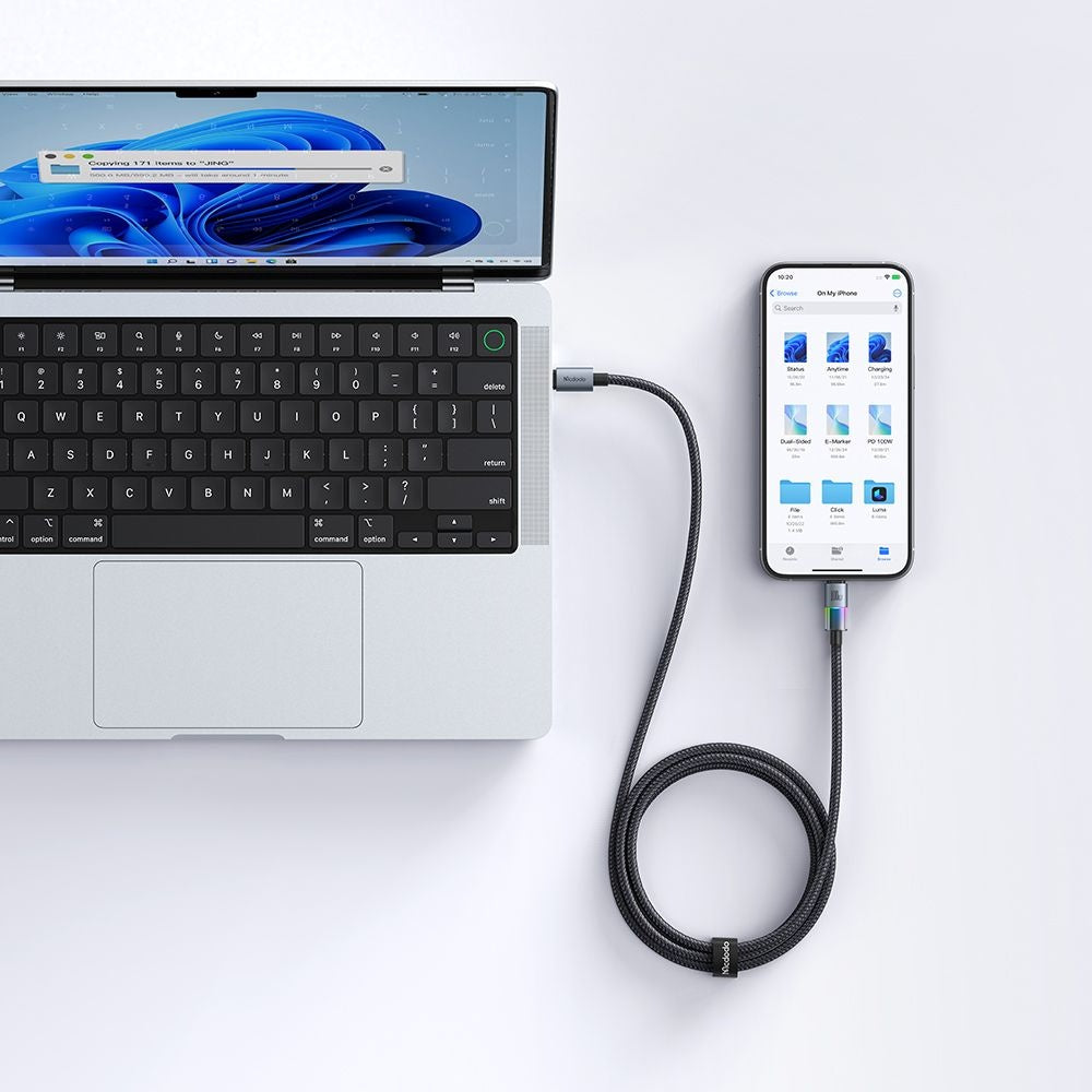 Data- en Oplaadkabel USB-C - Lightning McDodo CA-8190 Colorful, 36W, 1.2m, Zwart