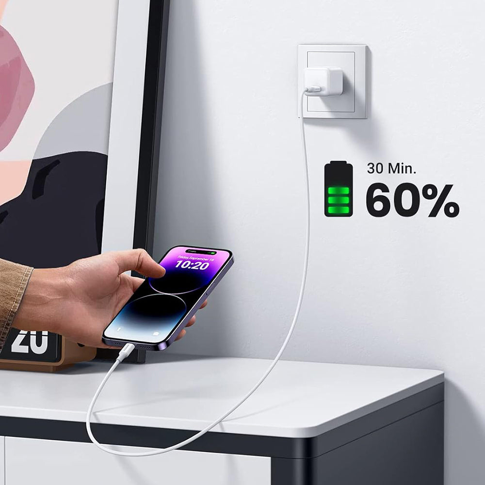 USB-C - Lightning Data- en Oplaadkabel UGREEN US171 (10493), 20W, 1m, Wit