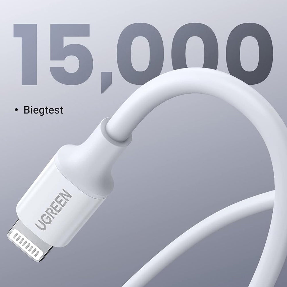 USB-C - Lightning Data- en Oplaadkabel UGREEN US171 (10493), 20W, 1m, Wit