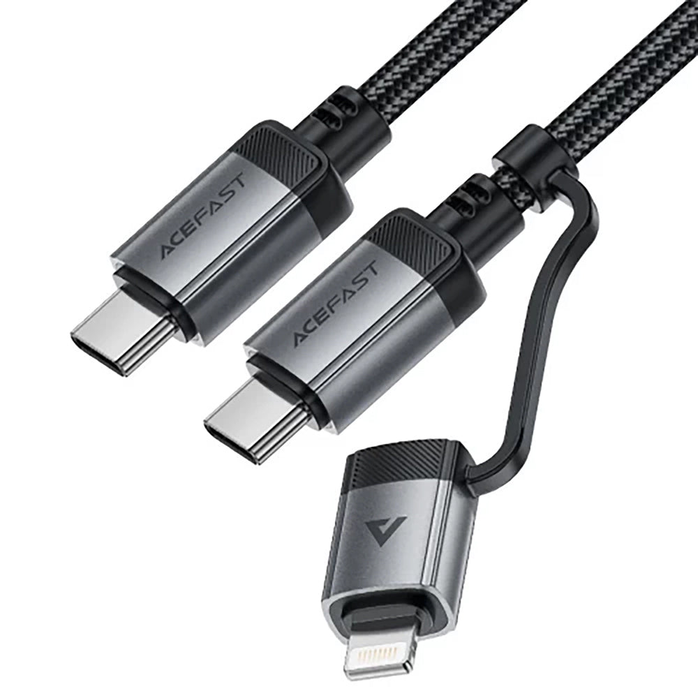 USB-C - Lightning / USB-C Acefast C20-01 Data- en Oplaadkabel, 60W, 1.2m, Zwart