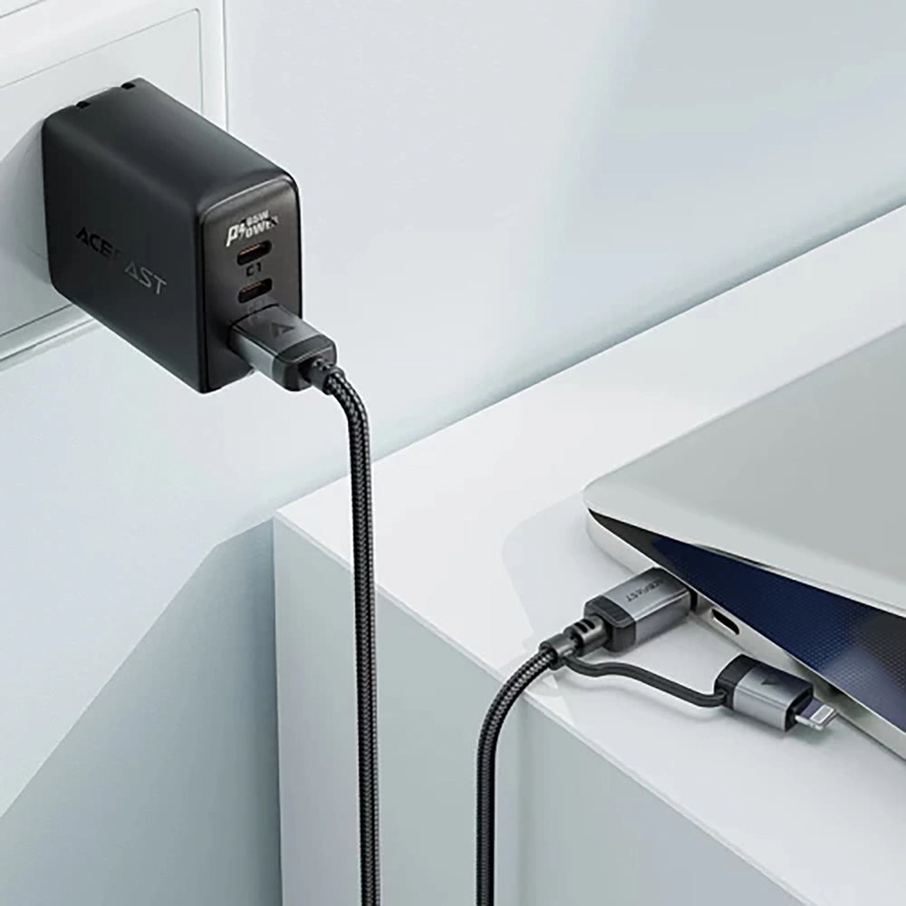 USB-C - Lightning / USB-C Acefast C20-01 Data- en Oplaadkabel, 60W, 1.2m, Zwart
